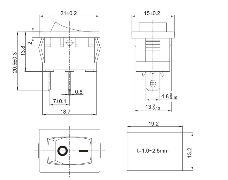 KCD1-B3 > Rocker Switch | 스위치테크